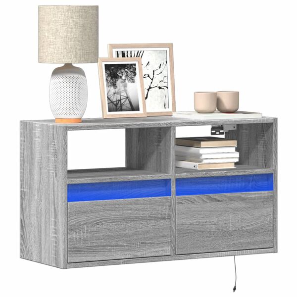 vidaXL TV Wall Cabinet Grey Sonoma Engineered Wood Compact