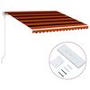 vidaXL Retractable Awning Orange and brown with white frame