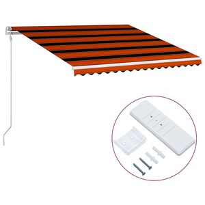 vidaXL Retractable Awning Orange and brown with white frame