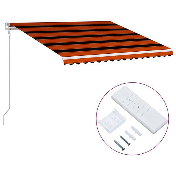 vidaXL Retractable Awning Orange and brown with white frame