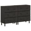 vidaXL Side Cabinet Set of 2 Black Solid mango wood, engineered wood, iron
