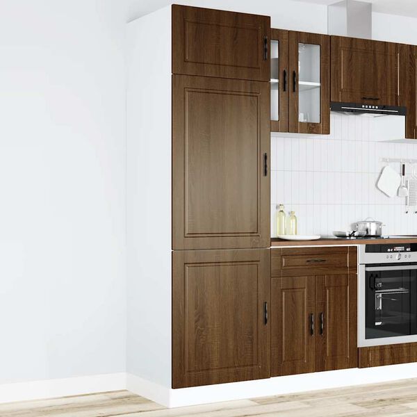 vidaXL Kitchen Cupboard Brown oak Engineered wood Tall Adjustable Feet