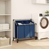 vidaXL Laundry Sorter with 3 Bags Blue Steel