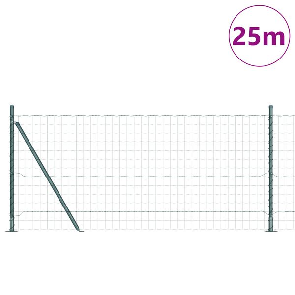 vidaXL Fence with Post Green 3.28 x 82.02 ft Steel