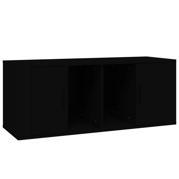 vidaXL TV Cabinet Black Engineered wood Medium TV Cabinet Rectangular