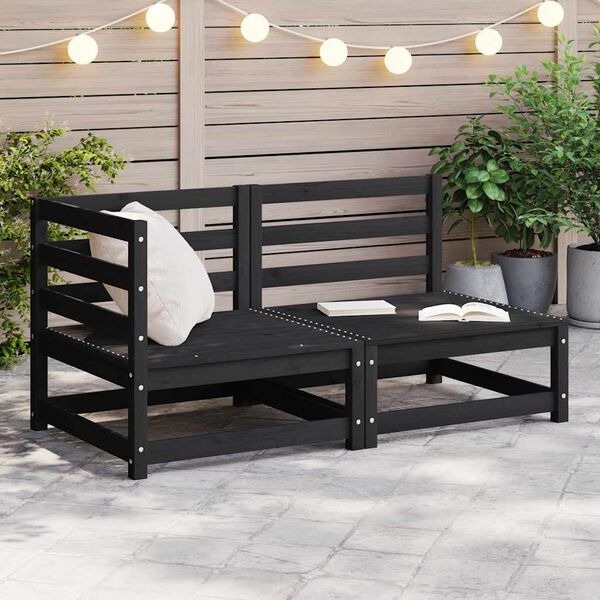vidaXL Garden Lounge Set Black Solid pinewood Medium Modular