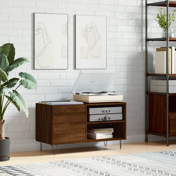 vidaXL Record Cabinet Brown oak Engineered wood, Iron Medium