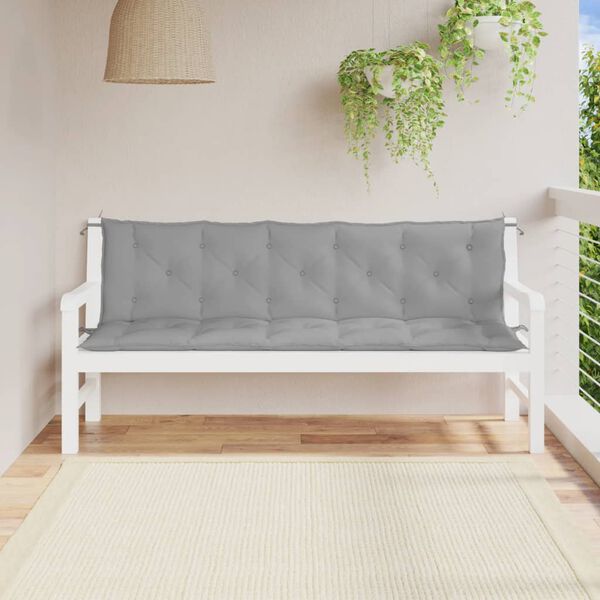 vidaXL Garden Bench Cushion Set of 2 Grey Oxford fabric, Hollow fiber