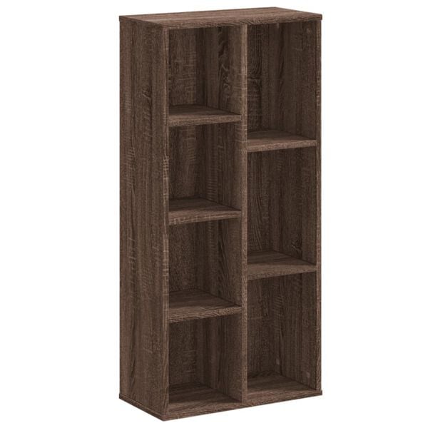 vidaXL Bookcase Brown Oak Engineered Wood 19.7x9.8x41.3 in Bookcase