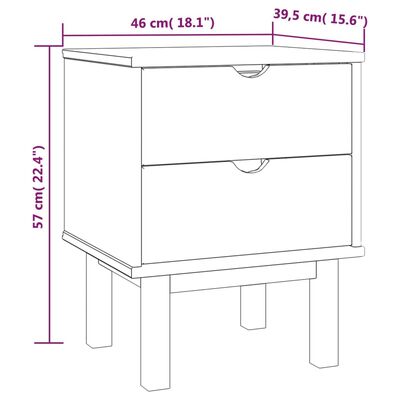vidaXL Bedside Cabinet OTTA Brown&Gray 17.7"x15.4"x22.4" Solid Wood Pine