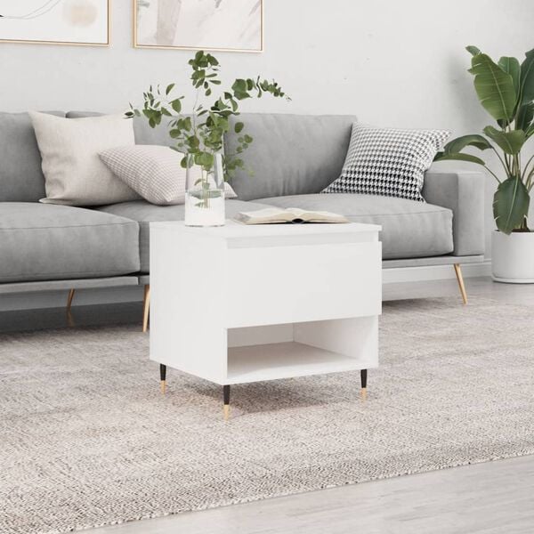 vidaXL Coffee Table White Engineered wood, Metal Medium Storage