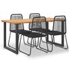 vidaXL 5 Piece Patio Dining Set Solid Acacia Wood and Poly Rattan