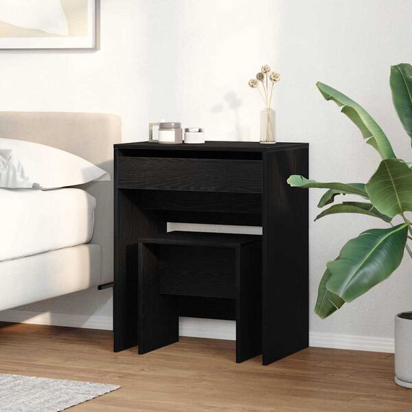 vidaXL Dressing Table Black oak 23.6" x 15.7" x 29.5" Engineered wood