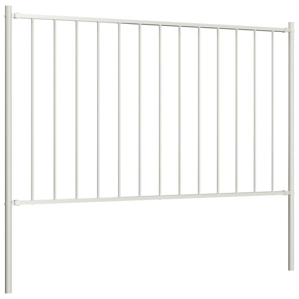 vidaXL Fence Panel with Posts Powder-coated Steel 5.6x3.3' White