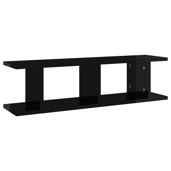 vidaXL Wall Shelf Set of 2 High gloss black Engineered wood