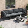 vidaXL Garden Sofa Set 5 pcs Black Metal