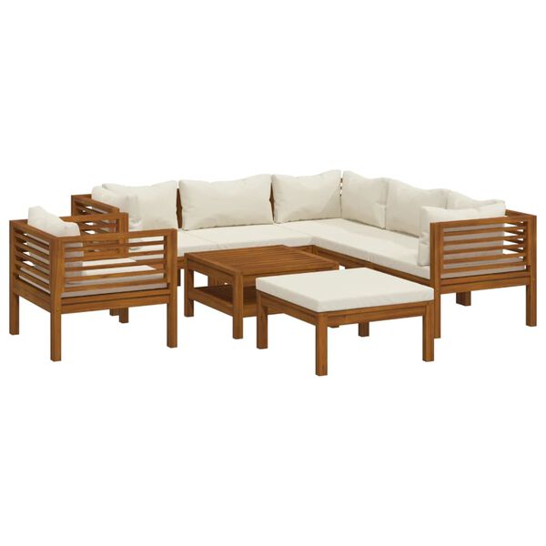 vidaXL Garden Lounge Set Cream and Acacia wood