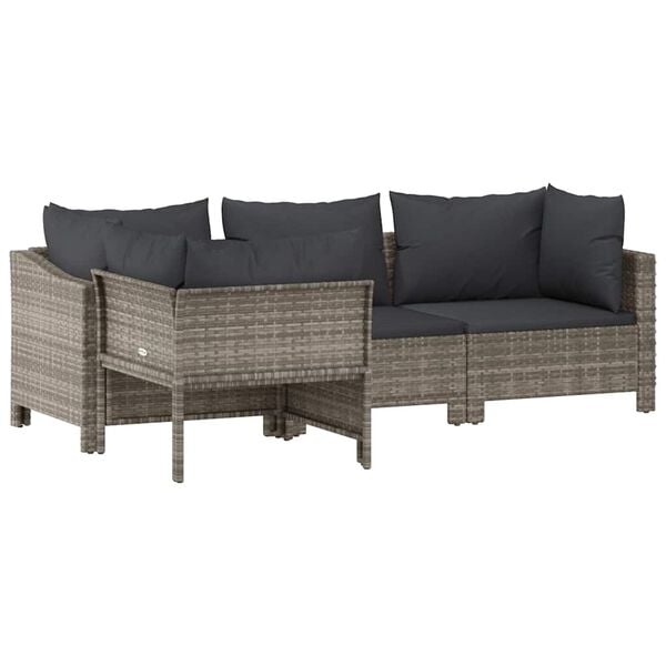 vidaXL Garden Lounge Set Gray Poly rattan, powder-coated steel, foam