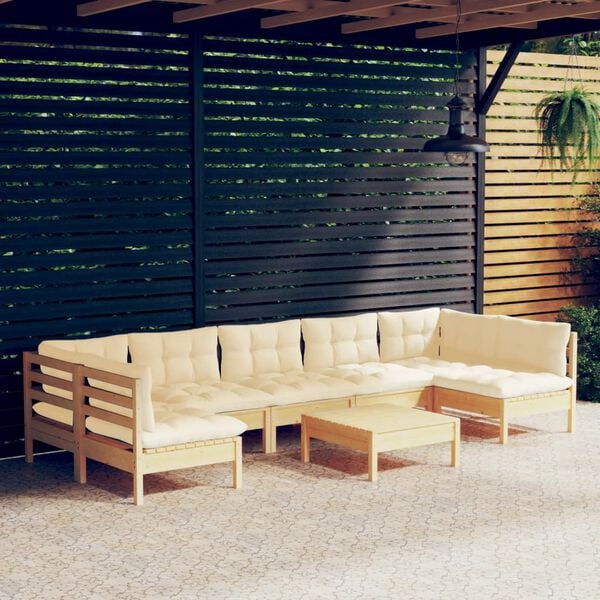 vidaXL Garden Lounge Set Cream Solid pinewood, fabric (100% polyester)