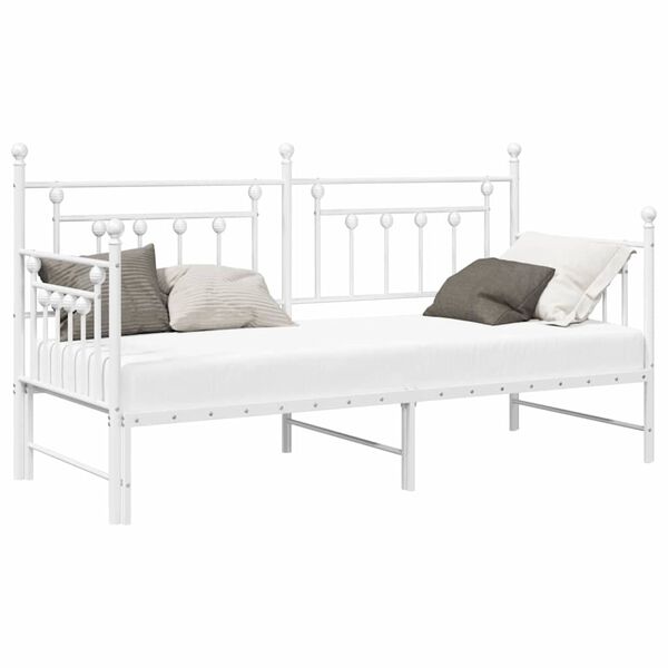 vidaXL Daybed Frame with Headboard White 31.5" x 78.7" Steel