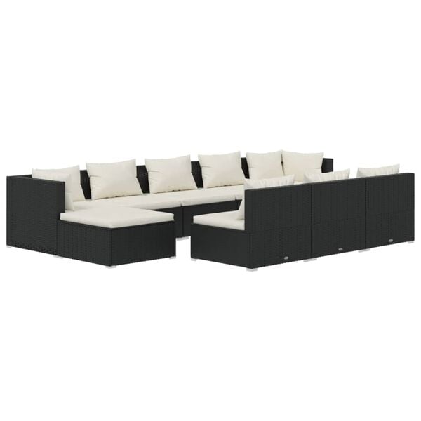 vidaXL Garden Lounge Set Black, Cream