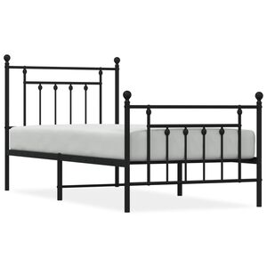 vidaXL Bed Frame Black Powder-Coated Steel Twin Metal Bed Frame