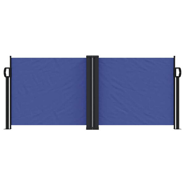 vidaXL Retractable Side Awning Blue Polyester with PU coating, Steel