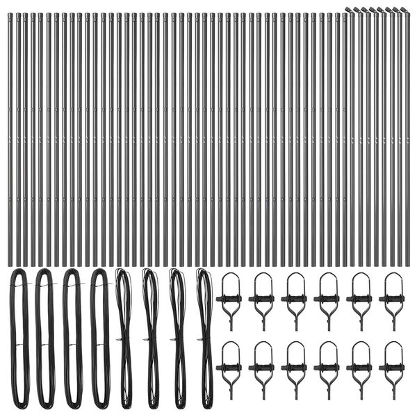 vidaXL Fence Post Other 52 pcs Grey 1.26 x 1.26 x 82.68 in Steel