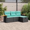 vidaXL Garden Sofa Set Black, Blue PE Rattan, Powder-Coated Steel, Polyester