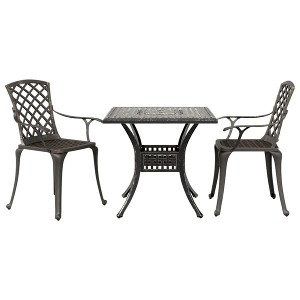 vidaXL 3 Piece Bistro Set Bronze Cast Aluminum
