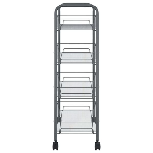 vidaXL 4-Tier Kitchen Trolley Gray 18.1"x10.2"x33.5" Iron