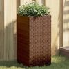 vidaXL Garden Planter Brown PE Rattan Medium UV-Resistant Materials