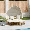 vidaXL Patio Lounge Bed with Canopy and Cushions Poly Rattan