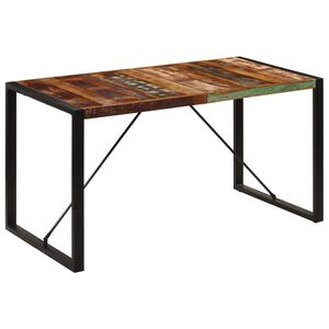 vidaXL Dining Table Multicolor Solid reclaimed wood and powder-coated steel