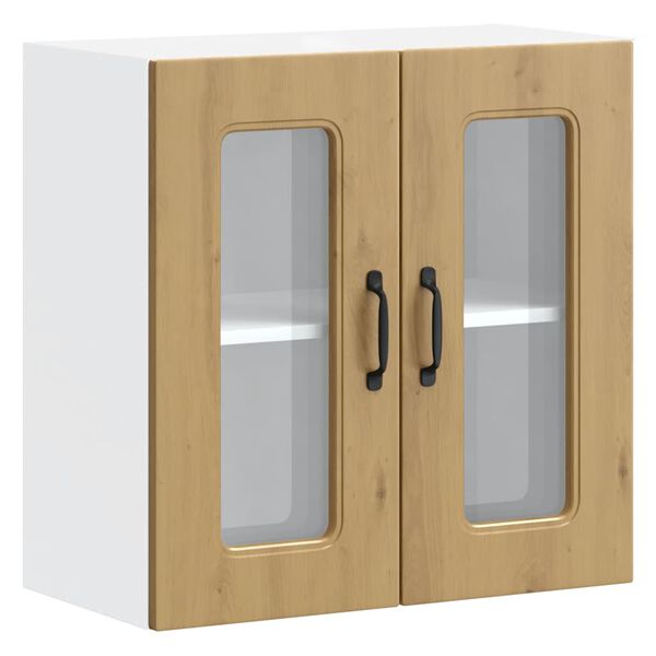 vidaXL Kitchen Wall Cabinet Artisan oak Engineered wood and glass Medium