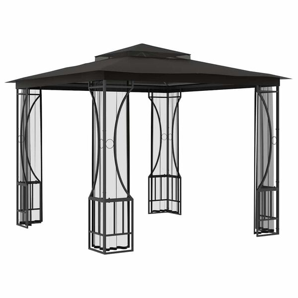 vidaXL Gazebo with Nets 9.8'x9.8'x8.7' Anthracite