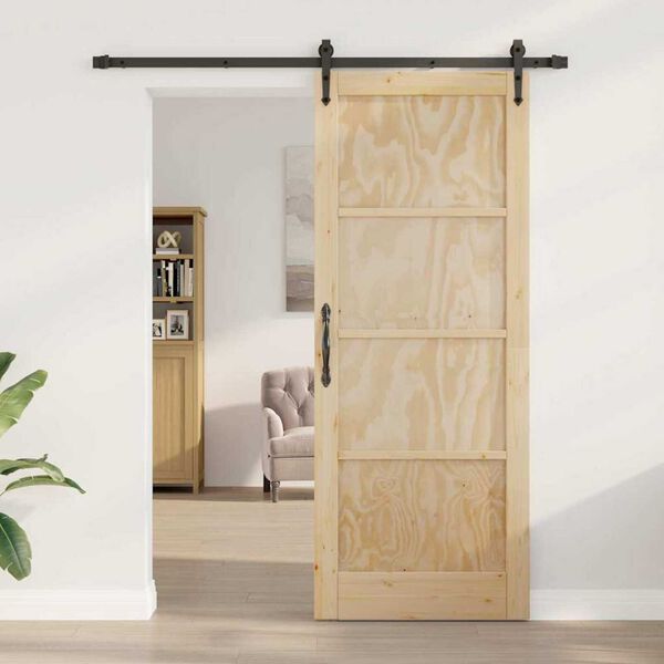 vidaXL Sliding Door ORKDAL Brown 32.68 x 83.07 in Solid Pine Wood