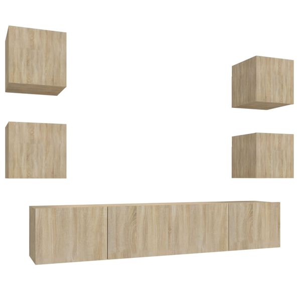 vidaXL TV Cabinet Set Set of 6 Sonoma Oak Engineered wood Medium