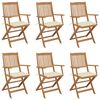 vidaXL Garden Chair Set of 6 Cream, Wood Solid Acacia wood, Polyester