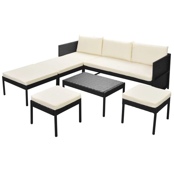 vidaXL Patio Furniture Set Black, Cream White