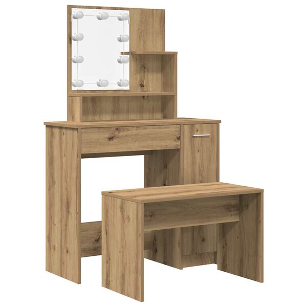 vidaXL Dressing Table Set Artisan oak Engineered wood Standard