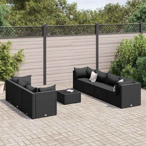 vidaXL Patio Lounge Set Set of 7 Black