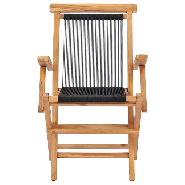 vidaXL Garden Chair Set of 2 Black with wooden frame
