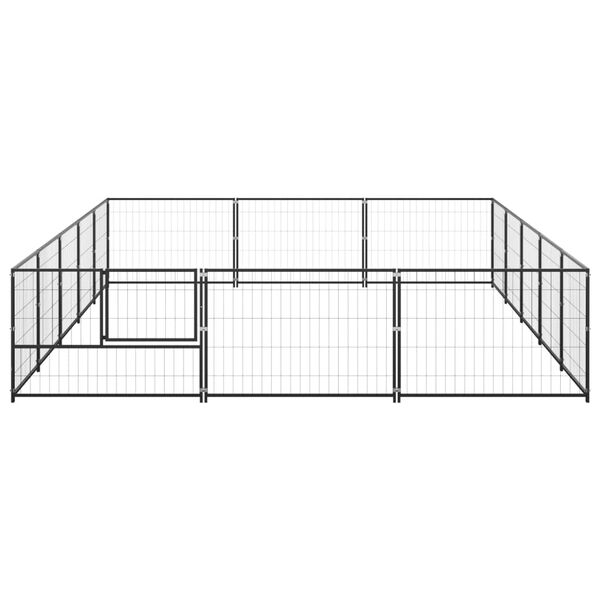 vidaXL Dog Kennel Black Steel Large Durable Dog Kennel Rectangular