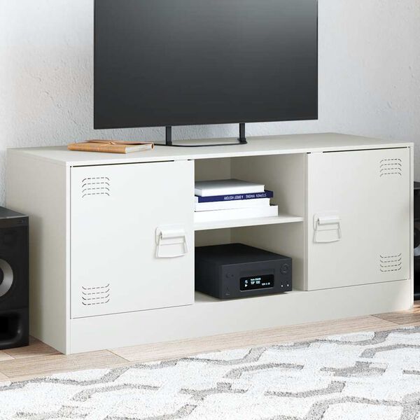 vidaXL TV Cabinet White Cold-rolled steel Medium TV Cabinet