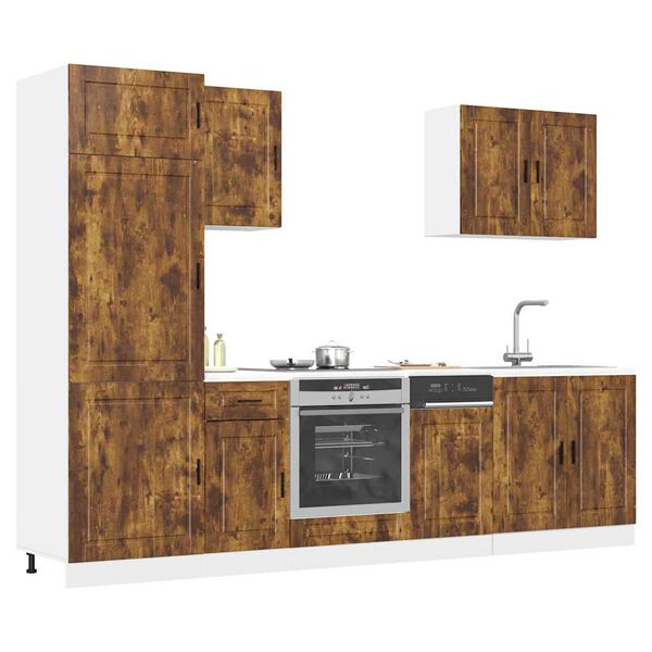 vidaXL Kitchen Cabinet Set Smoked Oak Engineered Wood 7-Piece Set