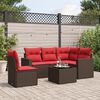 vidaXL 6 Piece Patio Sofa Set with Cushions Brown Poly Rattan