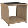 vidaXL Tea Table Beige PE rattan, powder-coated steel, tempered glass