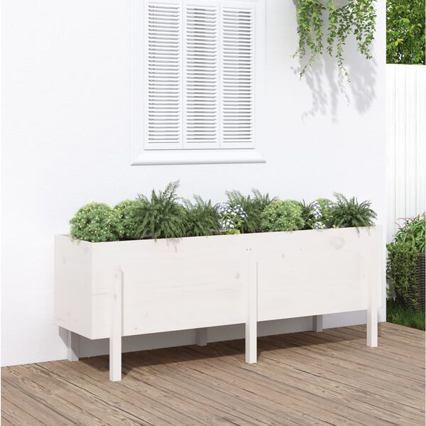vidaXL Garden Raised Bed White Solid Pine Wood Large Planters