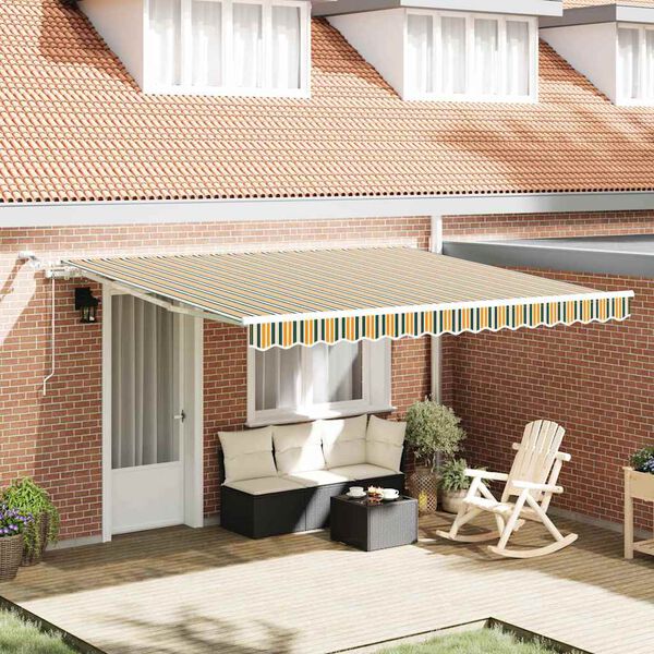 vidaXL Retractable Awning Green and Yellow 157.48" x 118.11